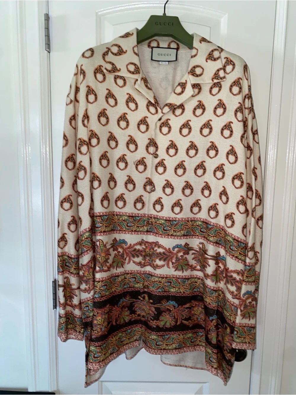 Gucci Men’s Paisley and Multicolor Bowling Silk Shirt Sz XXXL/Gucci Sz 48